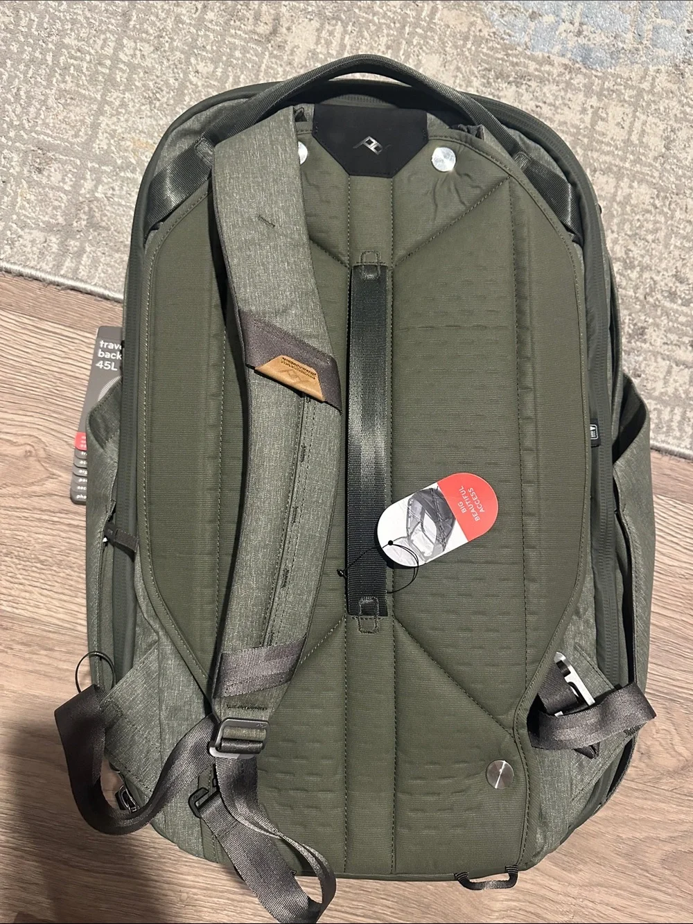 Men's Olive Green Travel Backpack with Padded Straps